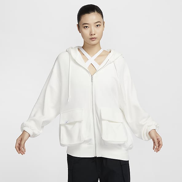 Womens white nike zip up hoodie on sale